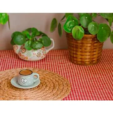 13" Round Placemats(Set of 6) Easy to Clean – Placemats for Dining Tables – Washable and Wipeable Farmhouse Placemats - Heat Resistant Indoor and Outdoor Round Woven Placemats
