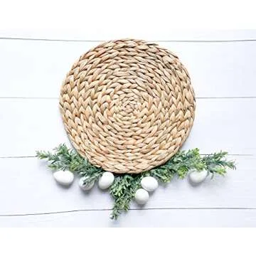 13" Round Placemats(Set of 6) Easy to Clean – Placemats for Dining Tables – Washable and Wipeable Farmhouse Placemats - Heat Resistant Indoor and Outdoor Round Woven Placemats