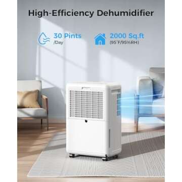 Trazico 30 Pint Dehumidifier for Home - 2000 Sq.ft Moisture Control