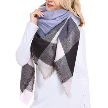 Bess Bridal Women's Plaid Blanket Winter Scarf Warm Cozy Tartan Wrap Oversized Shawl Cape