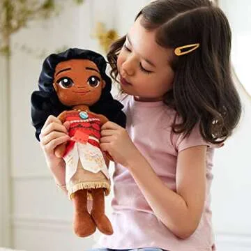 Disney Store Official Princess Plush Doll (Moana) Medium 14 Inches, Princess Dolls with Embroidered ...