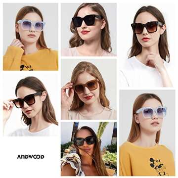 ANDWOOD Oversized Women Sunglasses UV Protection Fashion Shades