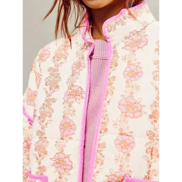 Tankaneo Womens Quilted Floral Jacket Lightweight Winter Coat