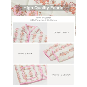 Tankaneo Womens Quilted Floral Jacket Lightweight Winter Coat