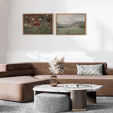 WITCOLOR Framed Large Canvas Wall Art, 12×16in Vintage Wall Art Decor for Living Room Retro Nature ...