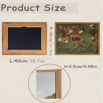 WITCOLOR Framed Large Canvas Wall Art, 12×16in Vintage Wall Art Decor for Living Room Retro Nature Floral Wood Wall Art Prints Classical Flower Painting for Bedroom Office Home Decoration