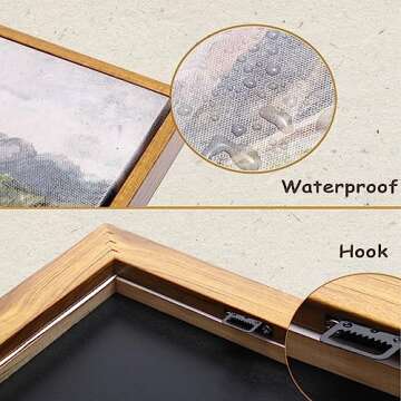 WITCOLOR Framed Large Canvas Wall Art, 12×16in Vintage Wall Art Decor for Living Room Retro Nature Floral Wood Wall Art Prints Classical Flower Painting for Bedroom Office Home Decoration