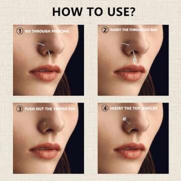 Stylish 6ixGosh Threadless Nose Studs for Everyday Elegance