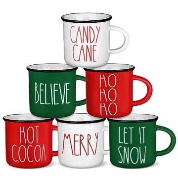 Christmas Mini Coffee Mugs Set of 6 for Holiday Cheer