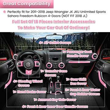 E-cowlboy 18 PCS Full Set Interior Decoration Trim Kit Steering Wheel Center Console Door Handle Air...