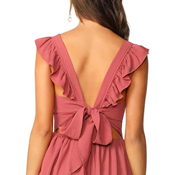 ROMWE Tie Back Ruffle Strap Flowy Dress for Women