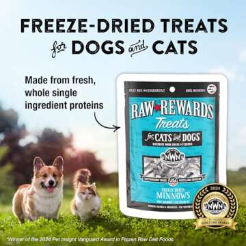 Northwest Naturals Raw Rewards Freeze-Dried Minnow Treats for Dogs and Cats - Bite Sized Pieces - Gr...