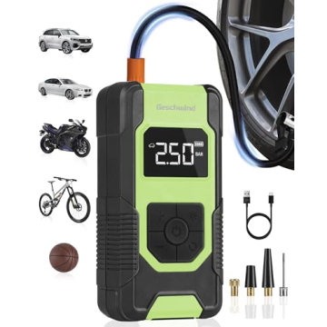 Geschwind Tire Inflator - Fast, Portable Air Compressor for Cars & Bikes