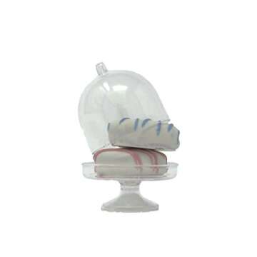 Posh Setting Mini Collection, Mini Cake Plate with Stand and Dome Cover, Heavyweight Clear Plastic, Elegant Disposable Tiny Cake Stand. (10 CT)