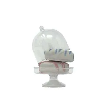 Posh Setting Mini Collection, Mini Cake Plate with Stand and Dome Cover, Heavyweight Clear Plastic, Elegant Disposable Tiny Cake Stand. (10 CT)
