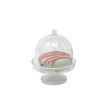 Posh Setting Mini Collection, Mini Cake Plate with Stand and Dome Cover, Heavyweight Clear Plastic, Elegant Disposable Tiny Cake Stand. (10 CT)