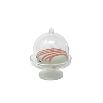 Posh Setting Mini Collection, Mini Cake Plate with Stand and Dome Cover, Heavyweight Clear Plastic, Elegant Disposable Tiny Cake Stand. (10 CT)