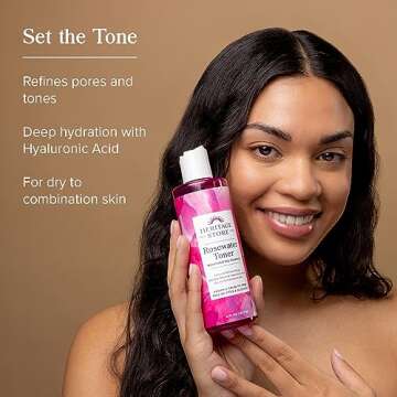 HERITAGE STORE Rosewater Facial Toner with Hyaluronic Acid, Dry to Combination Skin, Hydrating Toner...