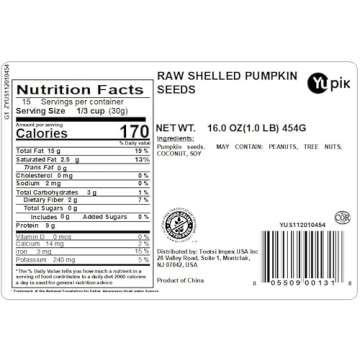 Yupik Raw Pumpkin Seeds, No Shell, 1 lb (16 oz), GMO-Free, Gluten-Free, Kosher, Shelled Pepitas, Sal...