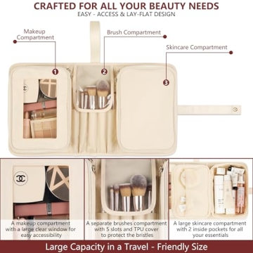 Compact Travel Makeup Bag for Women with Large Capacity