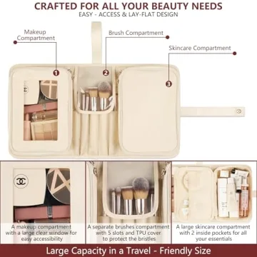 Compact Travel Makeup Bag for Women with Large Capacity