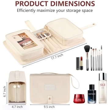 Compact Travel Makeup Bag for Women with Large Capacity