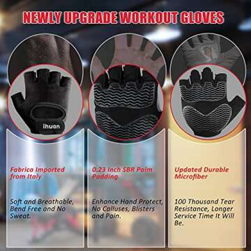 ihuan Breathable Workout Gloves for Optimal Grip and Protection