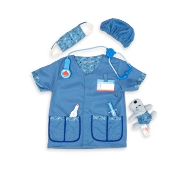 Melissa & Doug Veterinarian Role-Play Costume Set – Kids Vet Costume Pretend Play Dress-Up