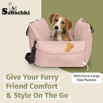 Sabachki Dog Bed Car Seat | Waterproof Dog Booster Seat for Car | Easy to Carry Dog Bed with Handles...