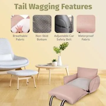 Sabachki Dog Bed Car Seat | Waterproof Dog Booster Seat for Car | Easy to Carry Dog Bed with Handles for Small and Medium Dogs Up to 30 Lbs | Pet Dogs Carrier Travel Bed with Storage Pockets (Pink)