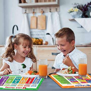 Simply Magic 5 Placemats for Kids - Kids Placemats Non Slip, Washable Reusable Toddler Placemats, Ed...