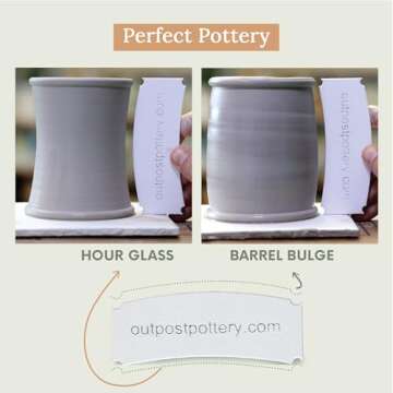 OUTPOST POTTERY Profile Ribs - Precision Pottery Rib Tools Made W/Durable PLA for Consistent Shapes, Floating Designs & Accurate Craft - Texture & Trimming Tools (Hour Glass & Barrel Bulge)