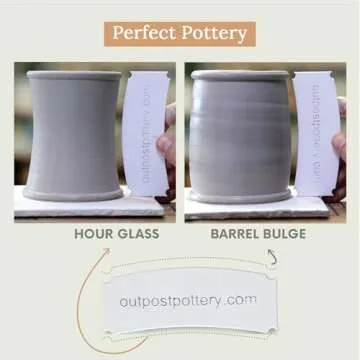 OUTPOST POTTERY Profile Ribs - Precision Pottery Rib Tools Made W/Durable PLA for Consistent Shapes, Floating Designs & Accurate Craft - Texture & Trimming Tools (Hour Glass & Barrel Bulge)