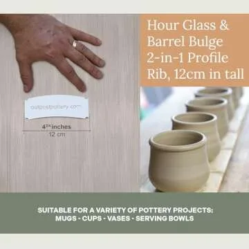 OUTPOST POTTERY Profile Ribs - Precision Pottery Rib Tools Made W/Durable PLA for Consistent Shapes, Floating Designs & Accurate Craft - Texture & Trimming Tools (Hour Glass & Barrel Bulge)
