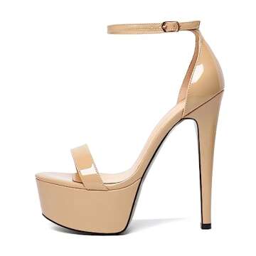 Joseywade Platform Stiletto Heels Heeled Sandals For Women Open Peep Toe Heels Sky High Heels 6 Inch...