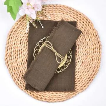 Joanlody Handmade Cloth Napkins - Rustic 6 Pack Set for Events