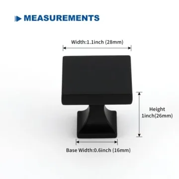 homdiy Black Square Cabinet Knobs - 5 Pack for Stylish Upgrade