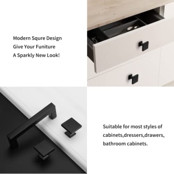 homdiy Black Square Cabinet Knobs - 5 Pack for Stylish Upgrade