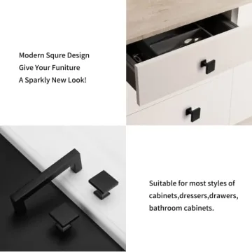 homdiy Black Square Cabinet Knobs - 5 Pack for Stylish Upgrade