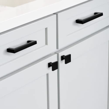 homdiy Black Square Cabinet Knobs - 5 Pack for Stylish Upgrade