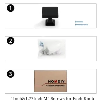 homdiy Black Square Cabinet Knobs - 5 Pack for Stylish Upgrade