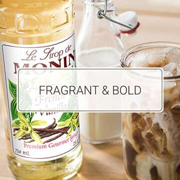 Monin French Vanilla Syrup, Natural Flavor for Coffees, Cocktails & More, Non-GMO (750ml)