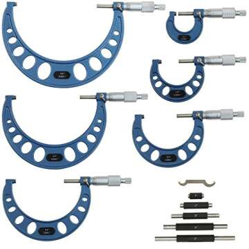 Anytime Tools 0-6" Premium Outside Micrometer Machinist Tool Set Round Frame 0.0001" Precision Verni...