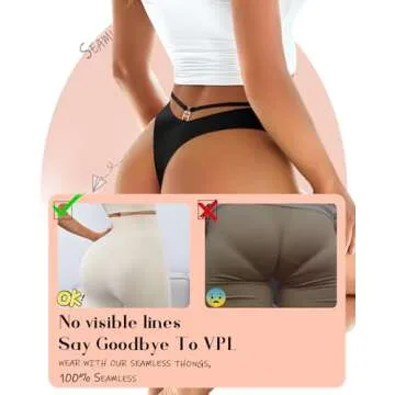 READY TO LOVE Women's Underwear Seamless Thongs 6 Pack No Show Thong Breathable Invisibles Hollow Out Sexy Panties Underwear