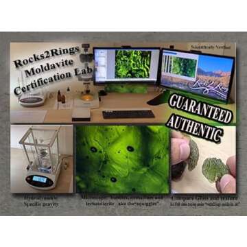 Rocks2Rings Genuine Moldavite Crystal - Large Herkimer Diamond Necklace Pendant - VERY high vibration Czech Republic Tektite Healing Stone Reiki S61 (Sterling Silver, 1.3 gram moldavite, S)