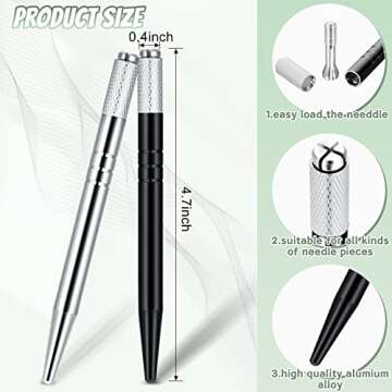 10 Pieces Microblading Pens Manual Eyebrow Microblade Pens Aluminum Hand Tools Light Manual Holder f...