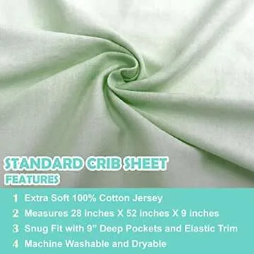TL Care Fitted Crib Sheet 28" x 52", Soft Breathable Neutral 100% Cotton Jersey Sheet, Celery, for Boys and Girls, Fits Crib and Toddler Bed mattresses