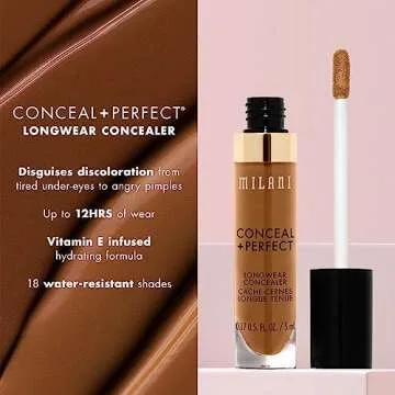 Milani Conceal + Perfect Longwear Concealer - Warm Beige (0.17 Fl. Oz.) Vegan, Cruelty-Free Liquid Concealer - Cover Dark Circles, Blemishes & Skin Imperfections for Long-Lasting Wear
