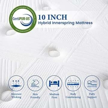 Coolvie 10 Inch Queen Mattresses, Queen Size Hybrid Mattress Built in Pocketed Coils and Gel Memory Foam Layer, Low Motion Transfer & Breathable Bed in A Box