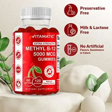 Natural Cherry Flavored Vitamin B12 Gummies for Energy